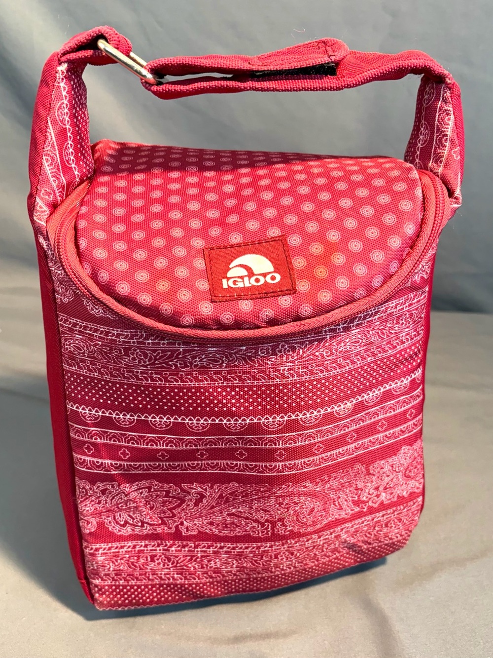 Igloo Red Patterned Insulated Travel Lunch Tote